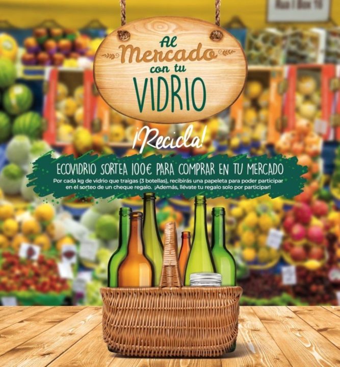 Campaña para fomentar el reciclaje de vidrio en el mercado y mercadillo