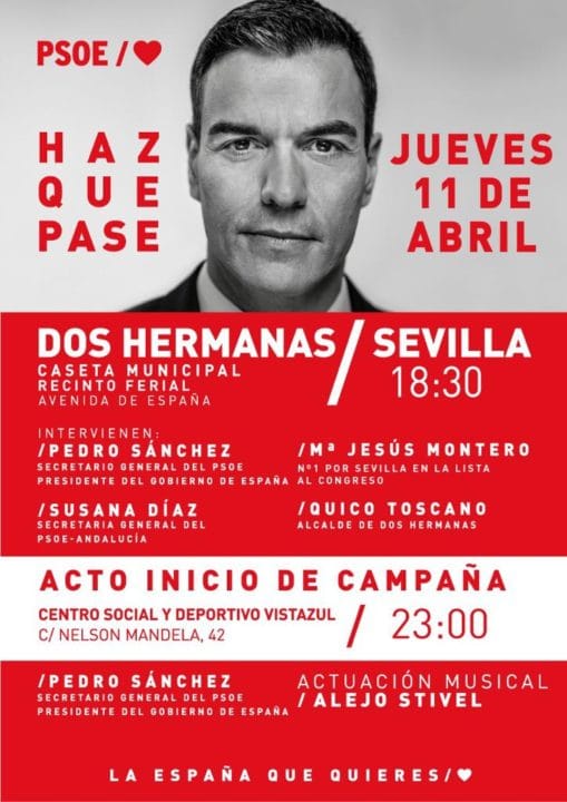 Doble cita electoral de Pedro Sánchez en Dos Hermanas