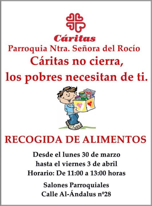 Campaña de recogida de alimentos en Cáritas del Rocío