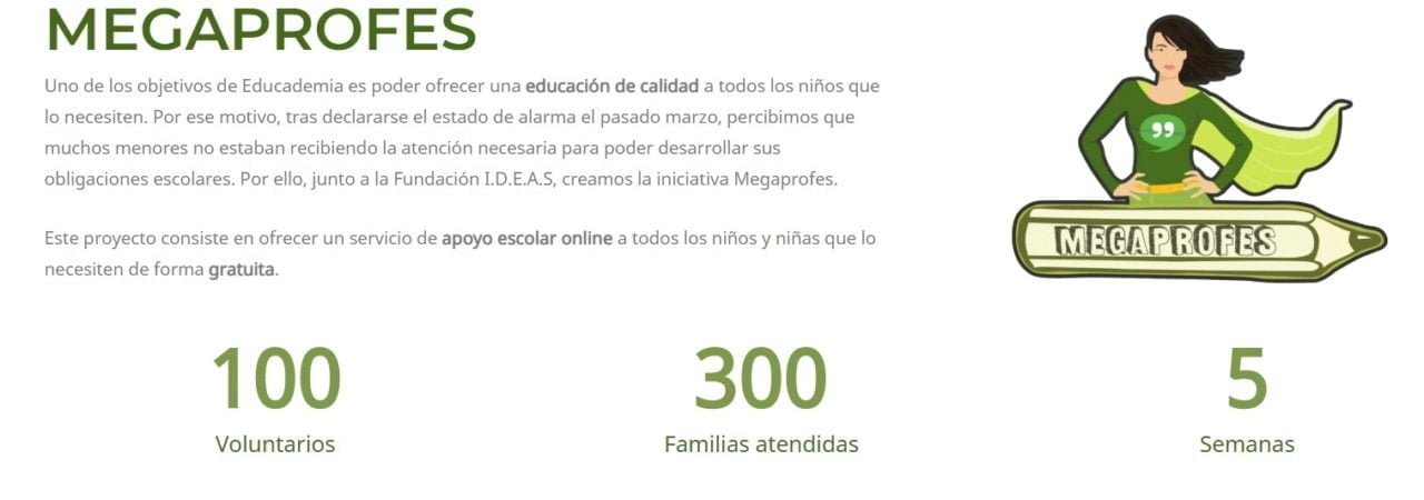 El próximo curso sigue la iniciativa solidaria de Megaprofes