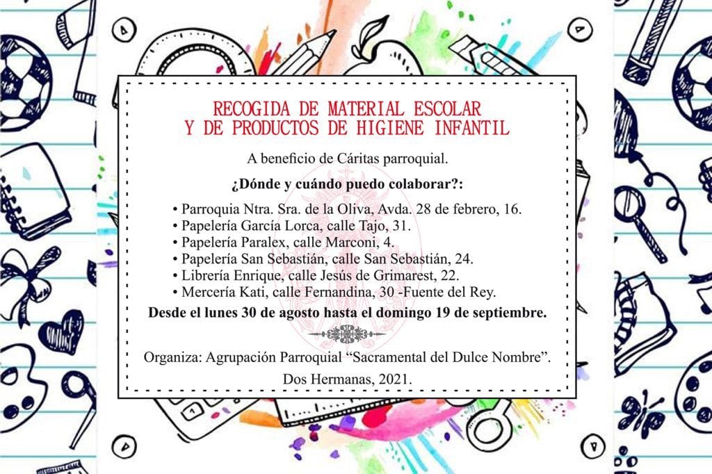 Recolecta solidaria de material escolar y productos de higiene infantil