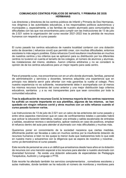 Centros públicos piden más refuerzos Covid-19 a la Junta