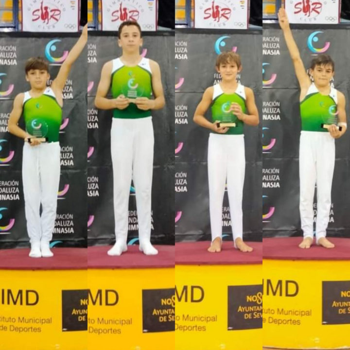 Cuatro gimnastas nazarenos en el podio del Andaluz de Gimnasia Artística