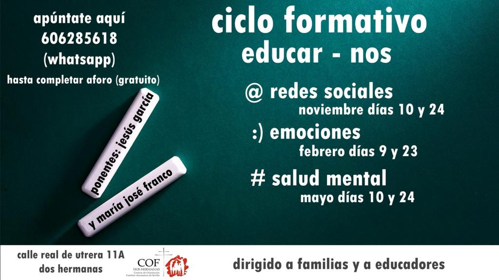 Educar-nos, nuevo ciclo formativo del COF sobre adolescentes