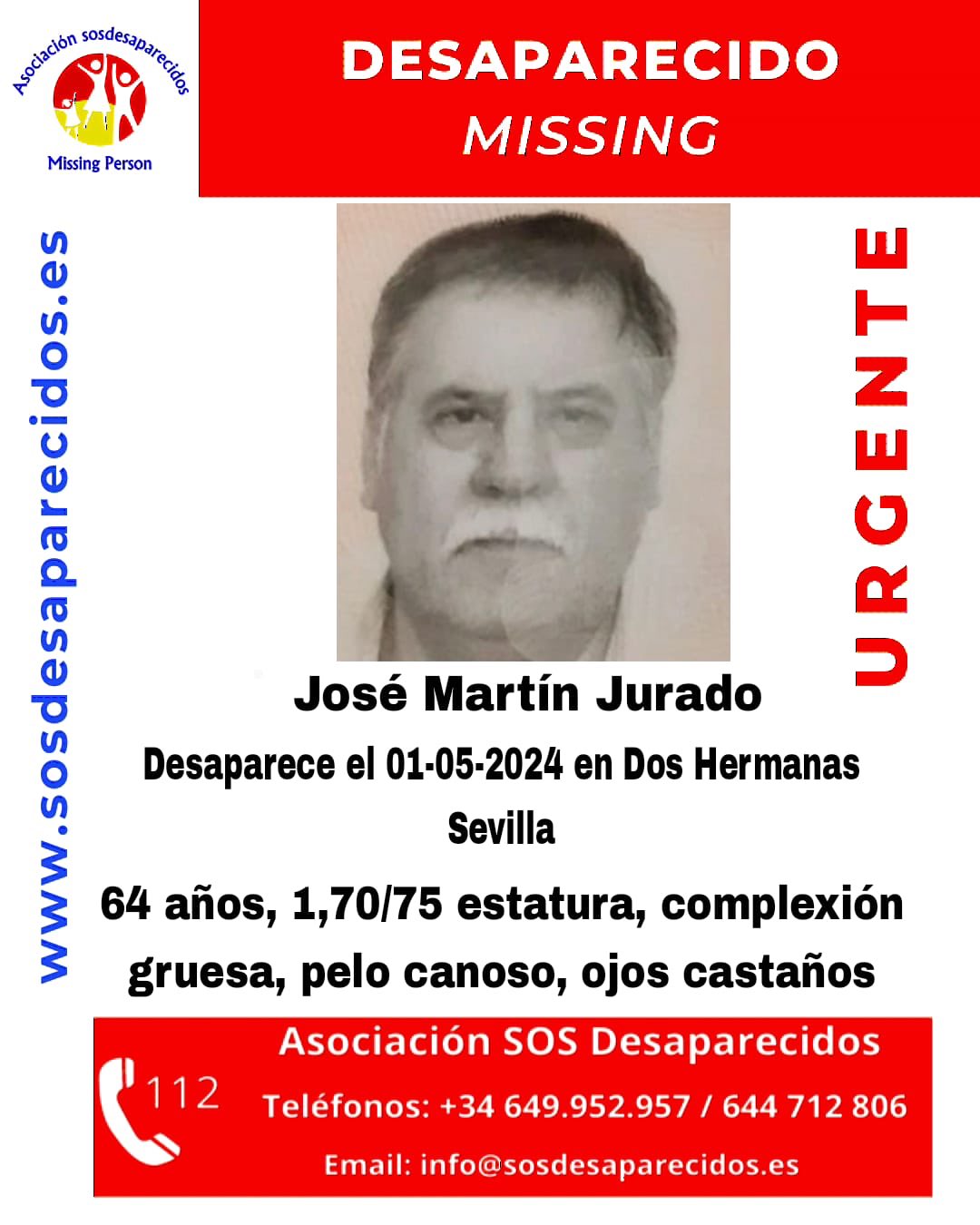 Convocatoria de búsqueda de José Martín Jurado por Dos Hermanas