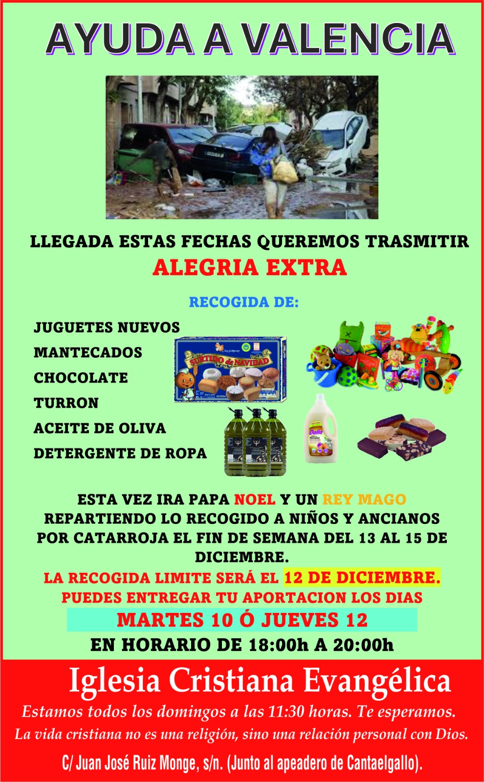 Recogida solidaria de Navidad para Valencia en la Iglesia Renacer