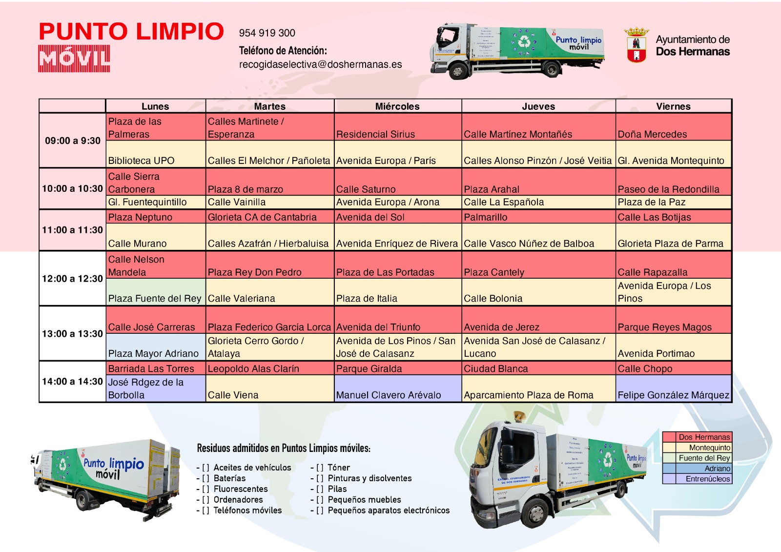 La ruta de los puntos limpios móviles se actualiza