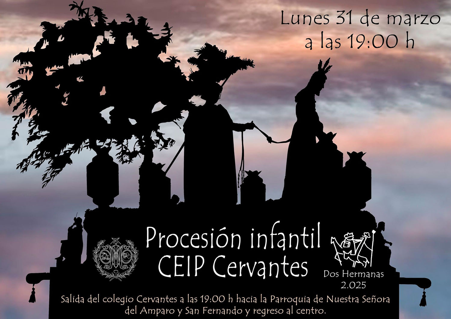 Procesión infantil de la comunidad educativa del Colegio Cervantes