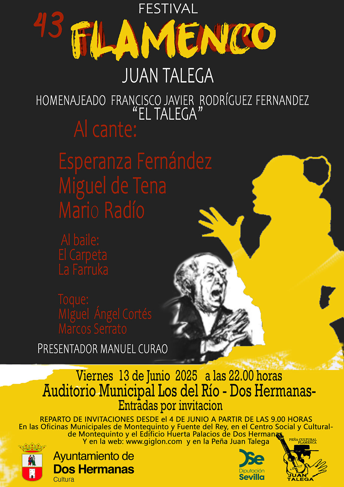 El 43º Festival Flamenco Juan Talega reparte sus invitaciones