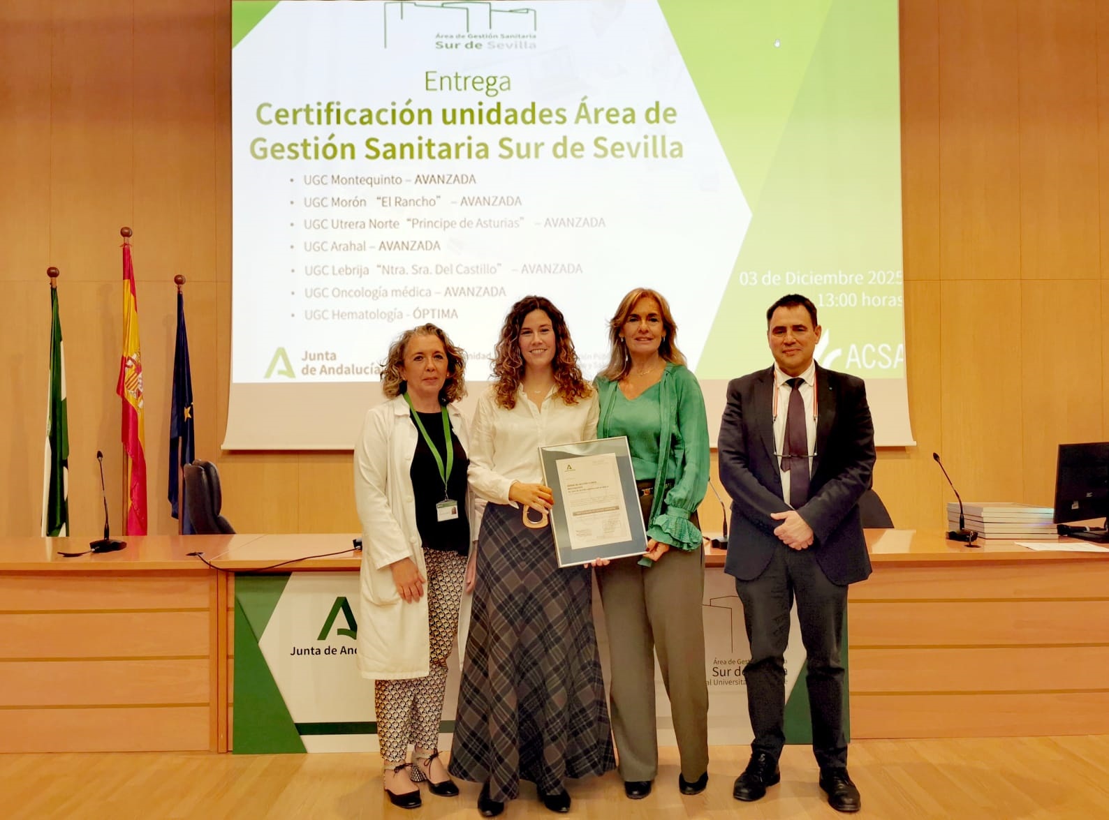La Unidad de Gestión Clínica de Montequinto recibe la certificación de calidad