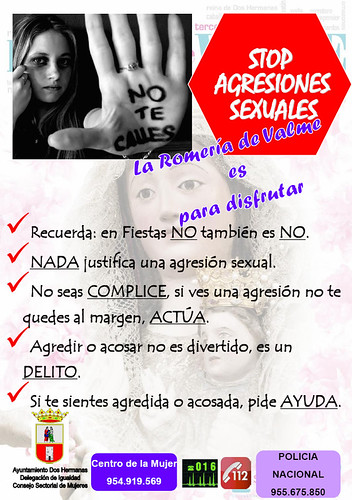 Cartel campaña Stop Agresiones Sexuales en la Romería de Valme