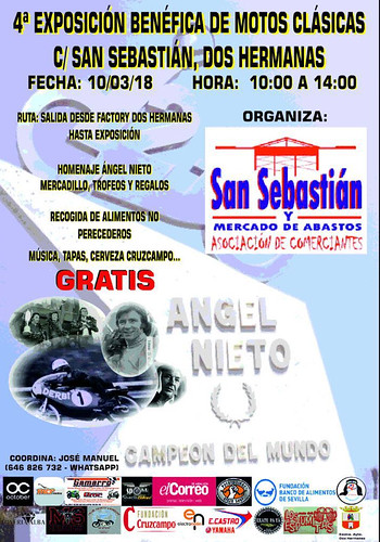 Cartel de la concentración de motos en la calle San Sebastián.